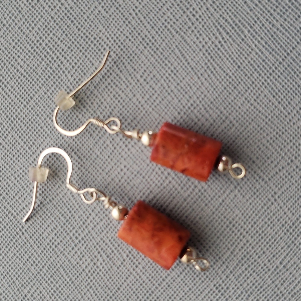 Beautiful Genuine Coral Drop Earrings